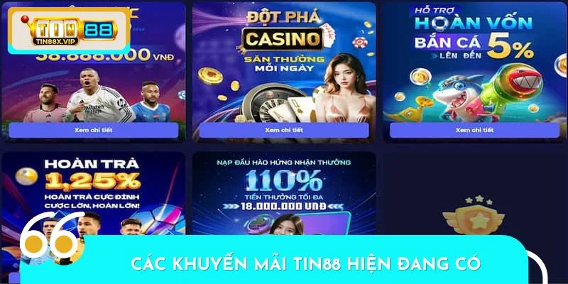 Các chương trình khuyến mãi TIN88 hiện đang có